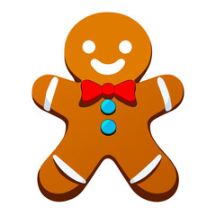 Obraz premium Gingerbread man. New year cookies, sweets. Cute christmas gingerbread man in flat style isolated on white background. Christmas icon. Holiday winter symbols. Festive treats. Vector illustration
