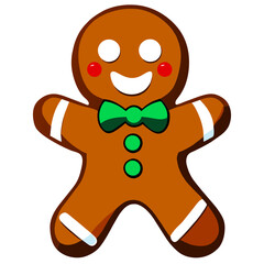 Gingerbread man. New year cookies, sweets. Cute christmas gingerbread man in flat style isolated on white background. Christmas icon. Holiday winter symbols. Festive treats. Vector illustration
