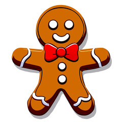 Gingerbread man. New year cookies, sweets. Cute christmas gingerbread man in flat style isolated on white background. Christmas icon. Holiday winter symbols. Festive treats. Vector illustration