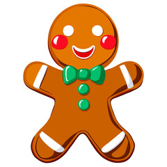 Gingerbread man. New year cookies, sweets. Cute christmas gingerbread man in flat style isolated on white background. Christmas icon. Holiday winter symbols. Festive treats. Vector illustration