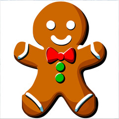 Obraz premium Gingerbread man. New year cookies, sweets. Cute christmas gingerbread man in flat style isolated on white background. Christmas icon. Holiday winter symbols. Festive treats. Vector illustration. 