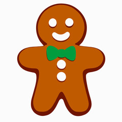 Obraz premium Gingerbread man. New year cookies, sweets. Cute christmas gingerbread man in flat style isolated on white background. Christmas icon. Holiday winter symbols. Festive treats. Vector illustration. 