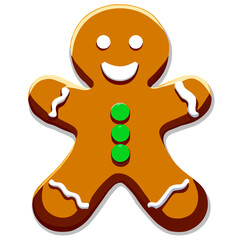 Gingerbread man. New year cookies, sweets. Cute christmas gingerbread man in flat style isolated on white background. Christmas icon. Holiday winter symbols. Festive treats. Vector illustration.	
