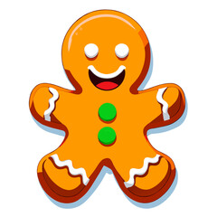 Gingerbread man. New year cookies, sweets. Cute christmas gingerbread man in flat style isolated on white background. Christmas icon. Holiday winter symbols. Festive treats. Vector illustration.	

