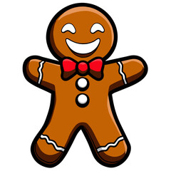 Gingerbread man. New year cookies, sweets. Cute christmas gingerbread man in flat style isolated on white background. Christmas icon. Holiday winter symbols. Festive treats. Vector illustration.	

