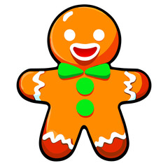 Gingerbread man. New year cookies, sweets. Cute christmas gingerbread man in flat style isolated on white background. Christmas icon. Holiday winter symbols. Festive treats. Vector illustration.	
