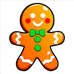 Gingerbread man. New year cookies, sweets. Cute christmas gingerbread man in flat style isolated on white background. Christmas icon. Holiday winter symbols. Festive treats. Vector illustration.	

