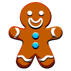 Gingerbread man. New year cookies, sweets. Cute christmas gingerbread man in flat style isolated on white background. Christmas icon. Holiday winter symbols. Festive treats. Vector illustration.	
