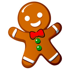 Gingerbread man. New year cookies, sweets. Cute christmas gingerbread man in flat style isolated on white background. Christmas icon. Holiday winter symbols. Festive treats. Vector illustration.	

