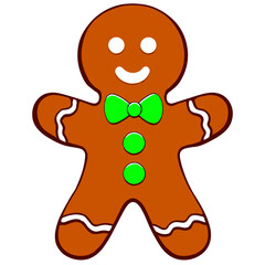 Gingerbread man. New year cookies, sweets. Cute christmas gingerbread man in flat style isolated on white background. Christmas icon. Holiday winter symbols. Festive treats. Vector illustration.	
