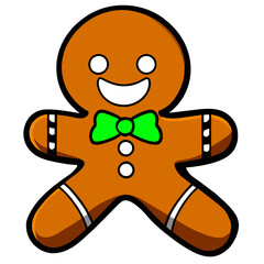 Gingerbread man. New year cookies, sweets. Cute christmas gingerbread man in flat style isolated on white background. Christmas icon. Holiday winter symbols. Festive treats. Vector illustration.	
