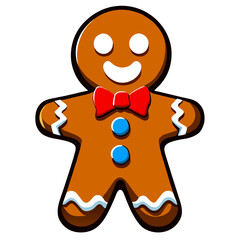 Gingerbread man. New year cookies, sweets. Cute christmas gingerbread man in flat style isolated on white background. Christmas icon. Holiday winter symbols. Festive treats. Vector illustration.	
