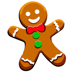 Gingerbread man. New year cookies, sweets. Cute christmas gingerbread man in flat style isolated on white background. Christmas icon. Holiday winter symbols. Festive treats. Vector illustration.	
