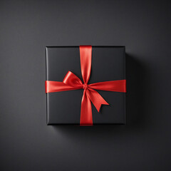 Elegant Black Gift Box with Red Ribbon