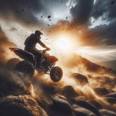 man riding ATV