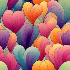 Art Nouveau Hearts and Flowers Seamless Tile