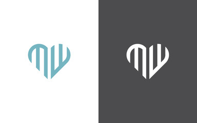 Initial letter wm logo or mw logo vector design templates