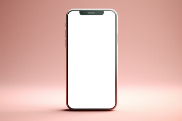 Smartphone mockup with blank screen, telephone mock up on pink