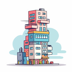 Vector icon set illustration featuring municipal buildings.