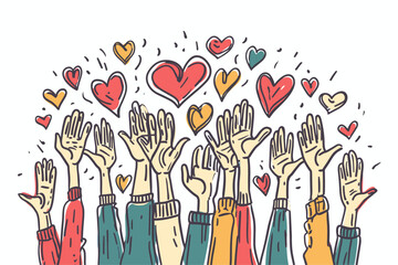 Embrace of Diversity: Colorful Hands United in Love and Peace