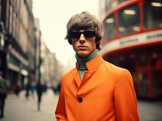AI-Generated 60s Mod Man in Metropolitan Backdrop