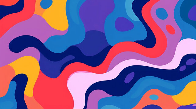 A colorful abstract design in an abstract pattern, in the style of bold outlines, flat colors, nature-inspired camouflage, abstract minimalism appreciator