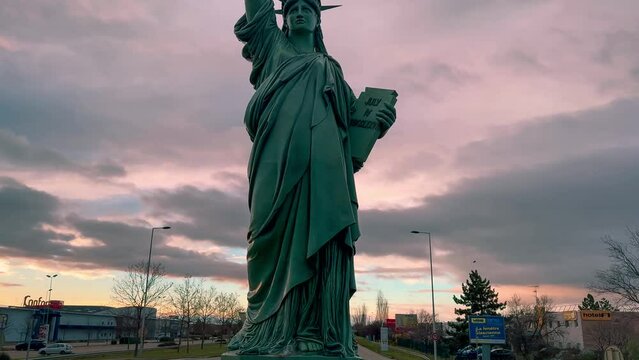 Statue of Liberty in Colmar Alsace France December 25, 2023. High quality 4k footage