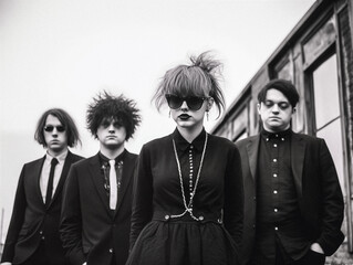 AI-Generated Black and White Photo of a Post-Punk Band