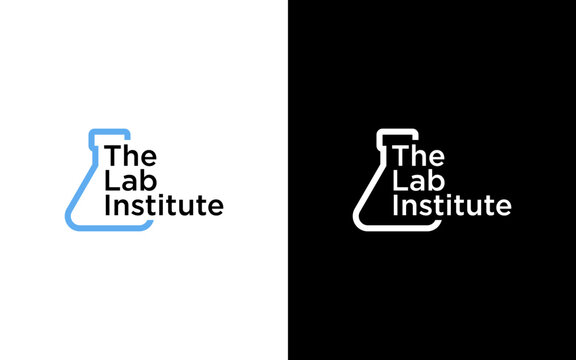 Lab logo letter icon vector isolated design with laboratory glass and alchemist process