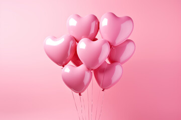 Pink Heart Balloons on a Soft Pink Background