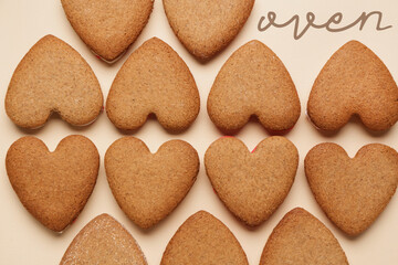 Festive banner for Valentines Day with heart shaped cookies