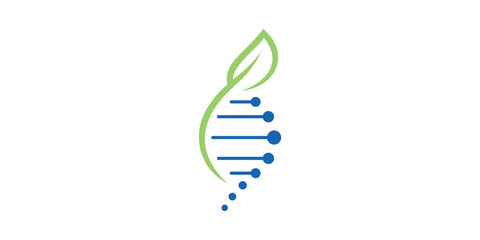logo design combination of genetic signs with leaves, icons, vectors, symbols.