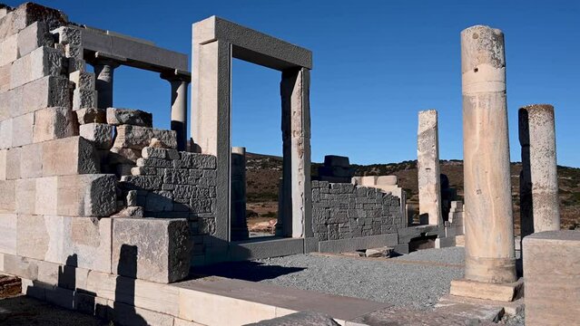 View of the Temple of Demeter in Naxos, Greece