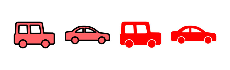 Car icon set illustration. car sign and symbol. small sedan
