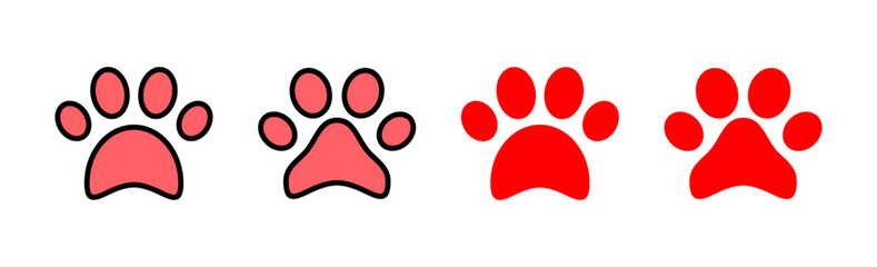 Paw icon set illustration. paw print sign and symbol. dog or cat paw