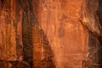 Water Drips Down Smooth Wall Along The Hermit Trail In Grand Canyon