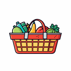 Vector illustration of a grocery food basket.