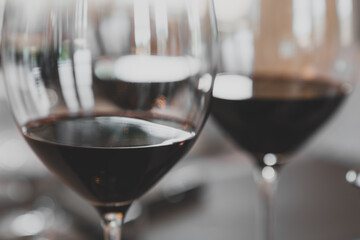 Red wine in wine glasses