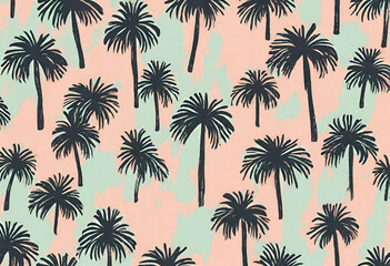 Fototapeta na wymiar seamless background with palm trees, summer coconut