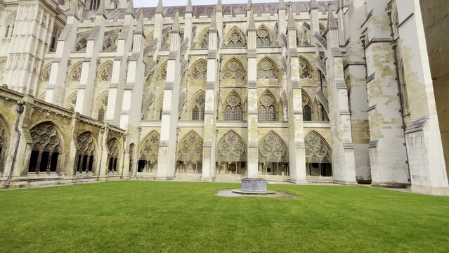 A clip of Capability Brown fountain and and Westminster Abbey cloister garth