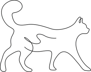 Cat in one continuous line drawing. Animal icon. Isolated on white background vector illustration. Free vector.