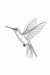 A drawing of a loving and happy hummingbird in one-line drawing 