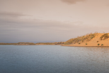 The river around the desert in Inner Mongolia, China