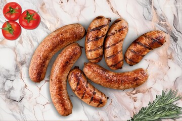 juicy fried tasty sausages dish