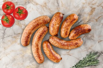 juicy fried tasty sausages dish