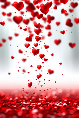 Obraz premium Abstract watercolor red, pink heart background. Concept love, valentine day greeting card. 