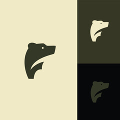 Minimalist modern strong logo Letter Mark Initial F with bear ,polar bear ,grizzly negative space logo design