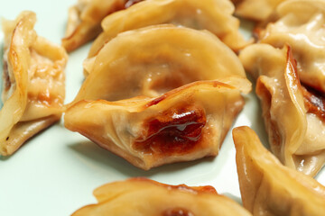 Tasty Chinese jiaozi as background