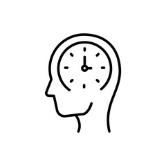 Time mind outline icons, minimalist vector illustration ,simple transparent graphic element .Isolated on white background