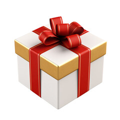 Fototapeta premium Gift box with red satin ribbon. Transparent background. PNG. Generative AI